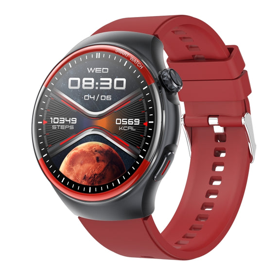 T82 1.43 inch Round Screen BT Call Smart Watch, Heart Rate / Blood Pressure / Blood Oxygen / Sleep / Blood Sugar / HRV / Metope / SOS, Strap:Silicone Red