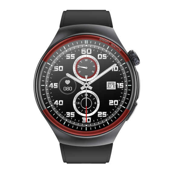 T82 1.43 inch Round Screen BT Call Smart Watch, Heart Rate / Blood Pressure / Blood Oxygen / Sleep / Blood Sugar / HRV / Metope / SOS, Strap:Silicone Black