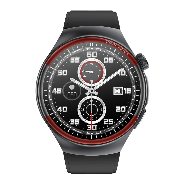 T82 1.43 inch Round Screen BT Call Smart Watch, Heart Rate / Blood Pressure / Blood Oxygen / Sleep / Blood Sugar / HRV / Metope / SOS, Strap:Silicone Black