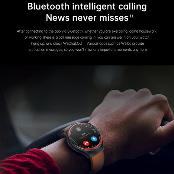 T82 1.43 inch Round Screen BT Call Smart Watch, Heart Rate / Blood Pressure / Blood Oxygen / Sleep / Blood Sugar / HRV / Metope / SOS, Strap:Silicone Black