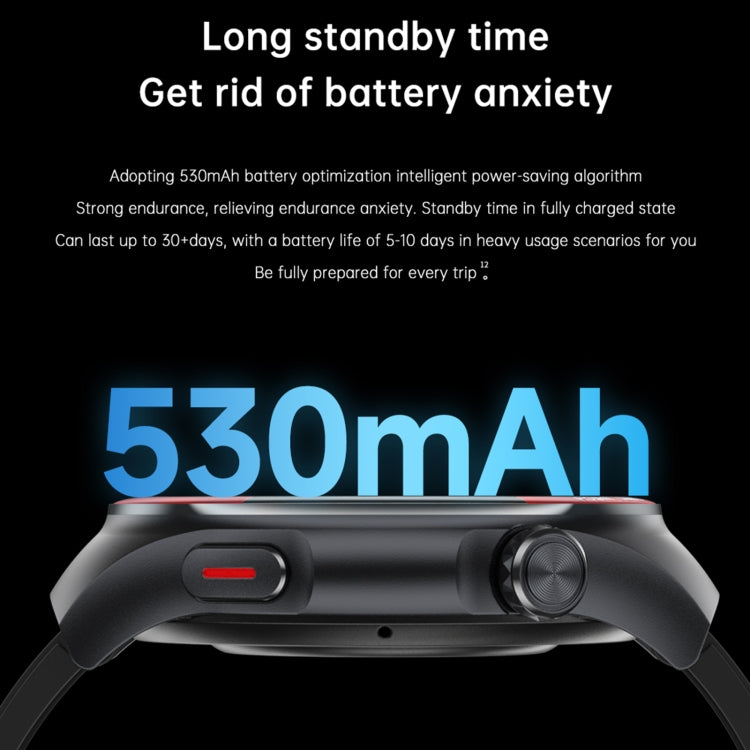 T82 1.43 inch Round Screen BT Call Smart Watch, Heart Rate / Blood Pressure / Blood Oxygen / Sleep / Blood Sugar / HRV / Metope / SOS, Strap:Leather Black
