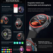 T82 1.43 inch Round Screen BT Call Smart Watch, Heart Rate / Blood Pressure / Blood Oxygen / Sleep / Blood Sugar / HRV / Metope / SOS, Strap:Leather Brown