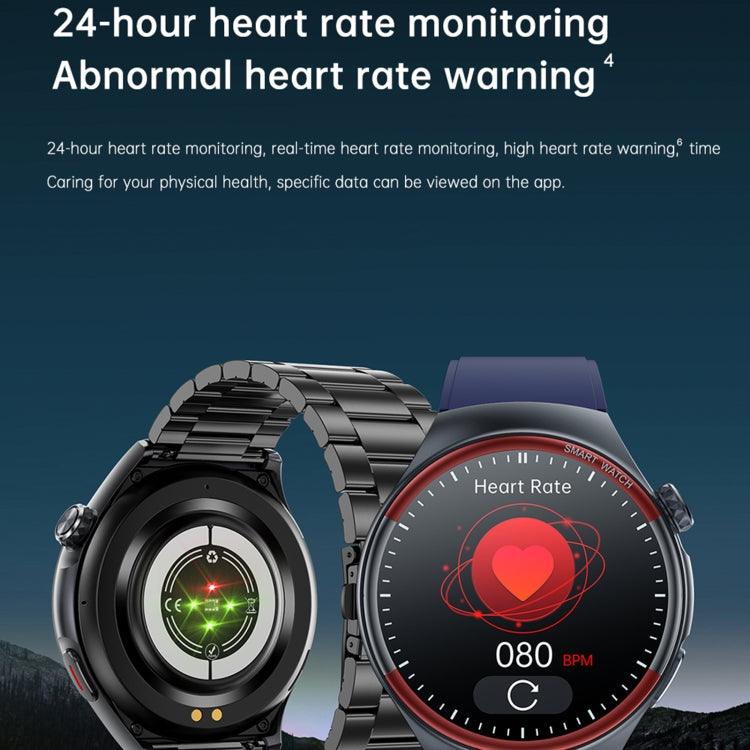 T82 1.43 inch Round Screen BT Call Smart Watch, Heart Rate / Blood Pressure / Blood Oxygen / Sleep / Blood Sugar / HRV / Metope / SOS, Strap:Silicone Blue