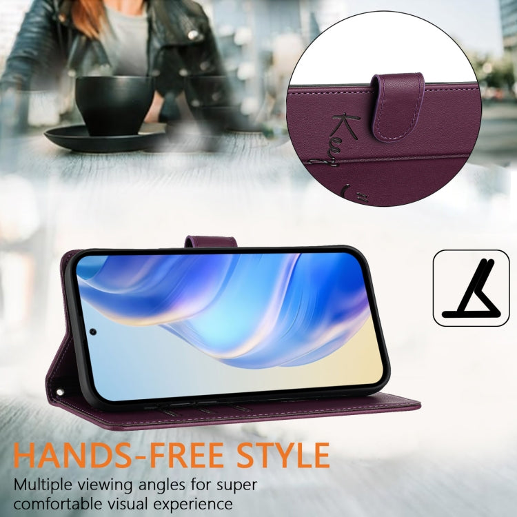For Doogee N55 Plus Smile Embossing RFID Leather Phone Case(Violet) - Doogee Cases by PMC TechLife | Online Shopping South Africa | PMC TechLife | Buy Now Pay Later Mobicred