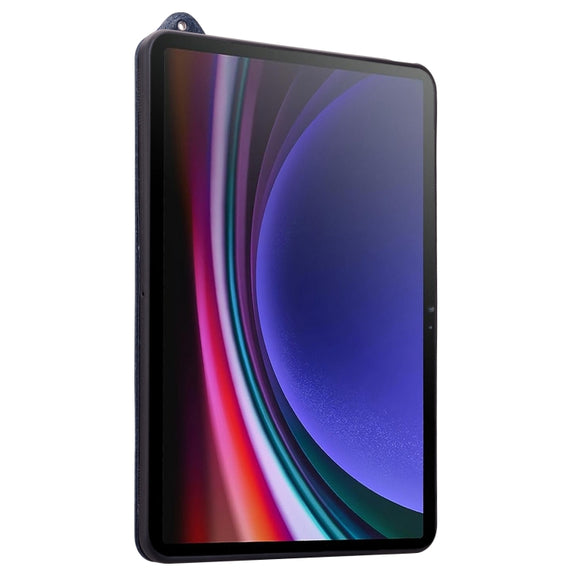 For Samsung Galaxy Tab S10 / S9 / S8 / S7 TPU Leather Back Tablet Case with Wristband(Dark Blue)