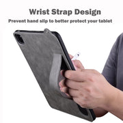 For Samsung Galaxy Tab S10+ / S9+ / S8+ TPU Leather Back Tablet Case with Wristband(Grey)