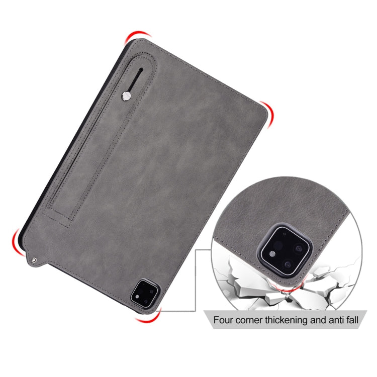 For Samsung Galaxy Tab S10+ / S9+ / S8+ TPU Leather Back Tablet Case with Wristband(Grey)