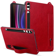 For Samsung Galaxy Tab S10 Ultra / S9 Ultra TPU Leather Back Tablet Case with Wristband(Red)