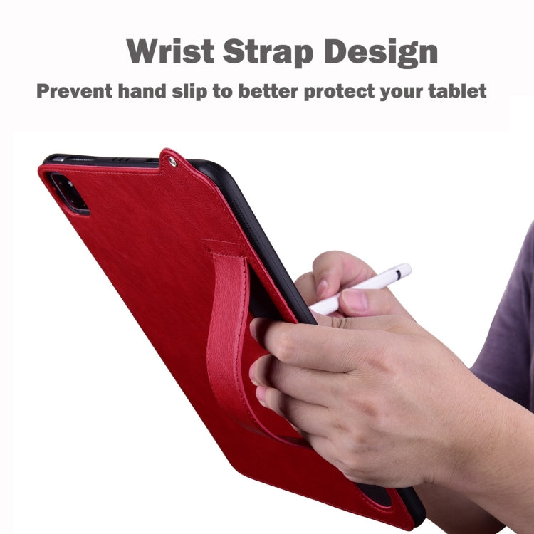 For Samsung Galaxy Tab S10 Ultra / S9 Ultra TPU Leather Back Tablet Case with Wristband(Red)