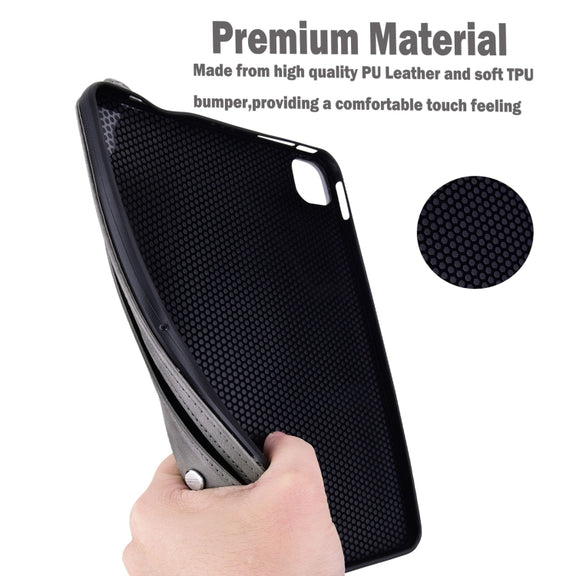 For Samsung Galaxy Tab S10 Ultra/ S11 Ultra TPU Leather Back Tablet Case with Wristband(Grey)