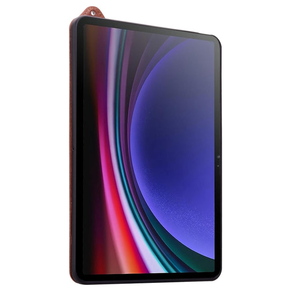 For Samsung Galaxy Tab S10 Ultra / S9 Ultra TPU Leather Back Tablet Case with Wristband(Brown)