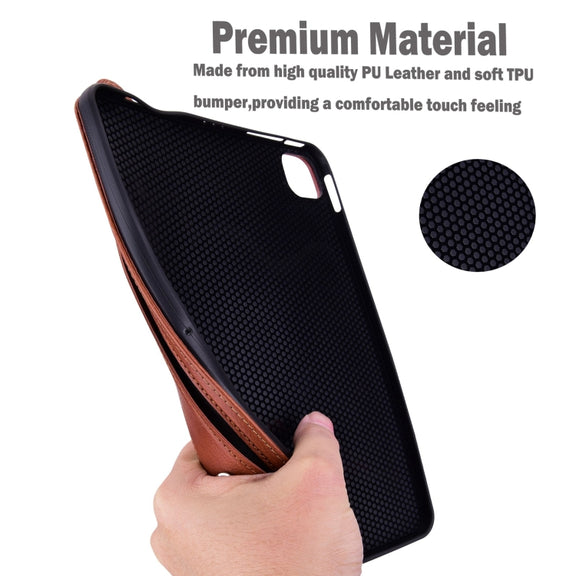 For Samsung Galaxy Tab S10 Ultra / S9 Ultra TPU Leather Back Tablet Case with Wristband(Brown)