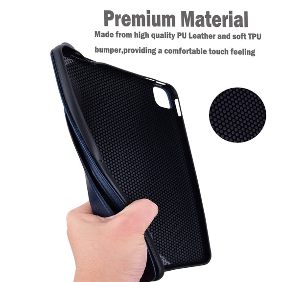 For Samsung Galaxy Tab S10 Ultra / S9 Ultra TPU Leather Back Tablet Case with Wristband(Dark Blue)