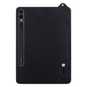 For Samsung Galaxy Tab S10 Ultra/ S11 Ultra TPU Leather Back Tablet Case with Wristband(Black)