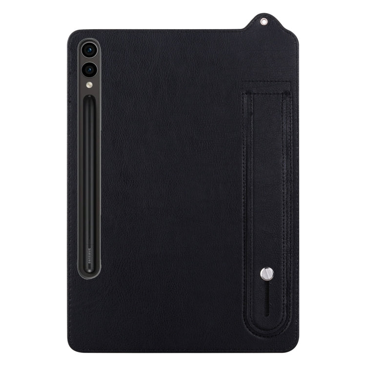 For Samsung Galaxy Tab S10 Ultra/ S11 Ultra TPU Leather Back Tablet Case with Wristband(Black)