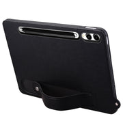 For Samsung Galaxy Tab S10 Ultra/ S11 Ultra TPU Leather Back Tablet Case with Wristband(Black)