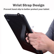 For Samsung Galaxy Tab S10 Ultra/ S11 Ultra TPU Leather Back Tablet Case with Wristband(Black)