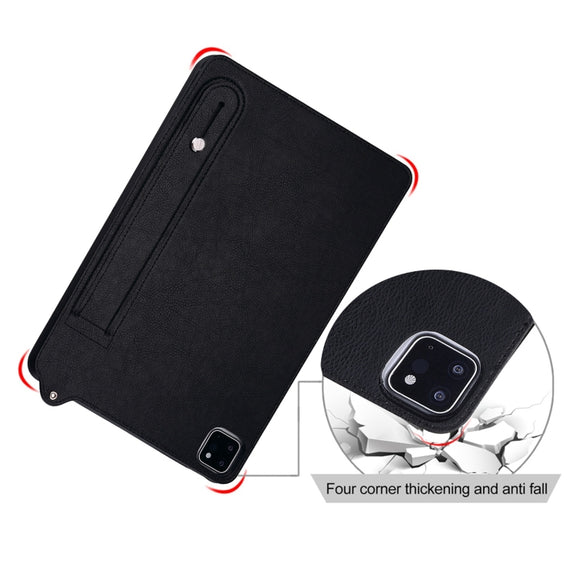For Samsung Galaxy Tab S10 Ultra/ S11 Ultra TPU Leather Back Tablet Case with Wristband(Black)