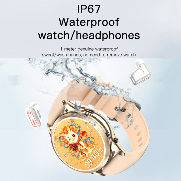 X17 mini 1.27 inch IP67 Water-resistant 2 in 1 Bluetooth Earphone Smart Watch(Gold)