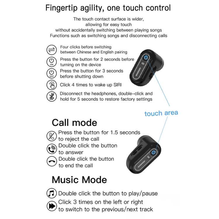 X17 mini 1.27 inch IP67 Water-resistant 2 in 1 Bluetooth Earphone Smart Watch(Black)