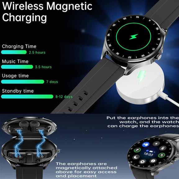 X20 1.43 inch IP67 Water-resistant 2 in 1 Bluetooth Earphone Smart Watch(Black)