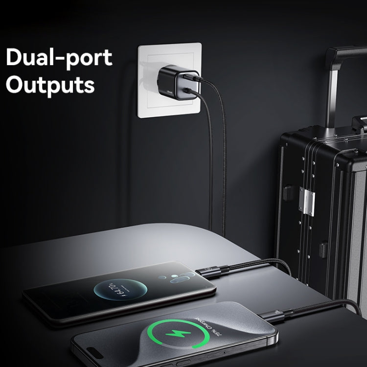 USAMS CC261 20W GaN Mini Type-C / USB-C Dual Port Fast Charger with Cable, EU Plug(White) - free shipping - PMC TechLife - Order now!