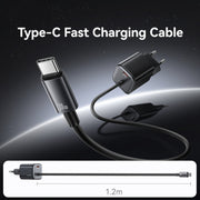 USAMS CC264 30W GaN Mini Type-C / USB-C Dual Port Fast Charger with Cable, EU Plug(Black)