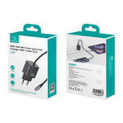 USAMS CC264 30W GaN Mini Type-C / USB-C Dual Port Fast Charger with Cable, EU Plug(White)