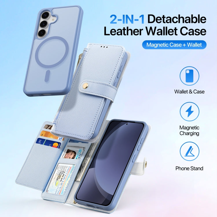 For Samsung Galaxy S25 5G DUX DUCIS Lawa Series 2 in 1 Wallet Zipper Detachable MagSafe Phone Case with Lanyard(Light Blue) - free shipping - PMC Jewellery - Order now!