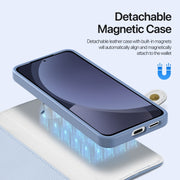 For Samsung Galaxy S25 5G DUX DUCIS Lawa Series 2 in 1 Wallet Zipper Detachable MagSafe Phone Case with Lanyard(Light Blue)