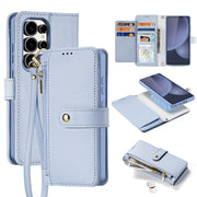 For Samsung Galaxy S25 Ultra 5G DUX DUCIS Lawa Series 2 in 1 Wallet Zipper Detachable MagSafe Phone Case with Lanyard(Light Blue)