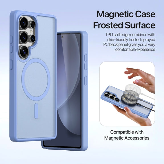 For Samsung Galaxy S25 Ultra 5G DUX DUCIS Lawa Series 2 in 1 Wallet Zipper Detachable MagSafe Phone Case with Lanyard(Light Blue)