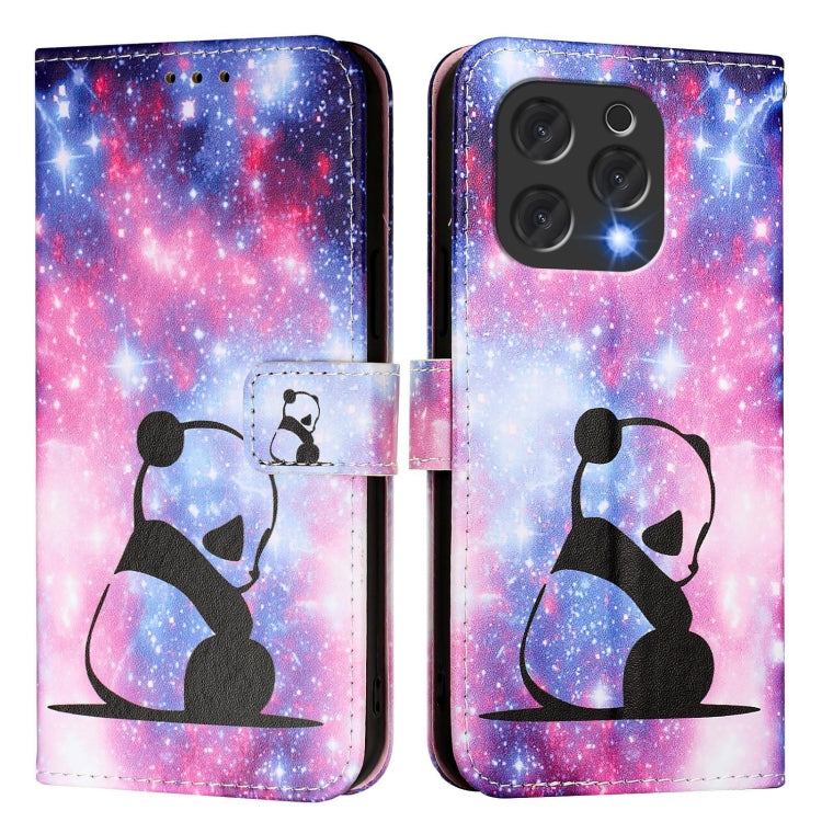 For Doogee N55 Plus Colored Drawing Pattern Plain Weave Leather Phone Case(Baby Panda) - More Brand by PMC TechLife | Online Shopping South Africa | PMC TechLife | Buy Now Pay Later Mobicred