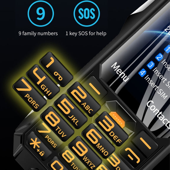 Q9-1 4G Elder Keypad Rugged Phone, 3.5 inch, 4500mAh, 21 Keys, SOS, FM, Network: 4G, Dual SIM(Black)