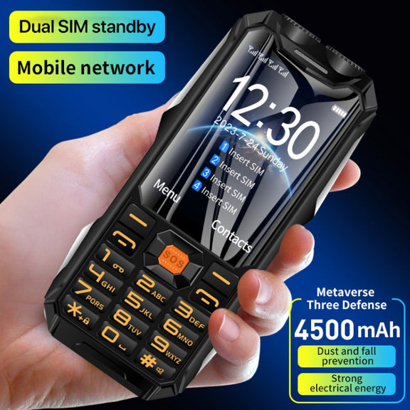 Q9-1 4G Elder Keypad Rugged Phone, 3.5 inch, 4500mAh, 21 Keys, SOS, FM, Network: 4G, Dual SIM(Black)