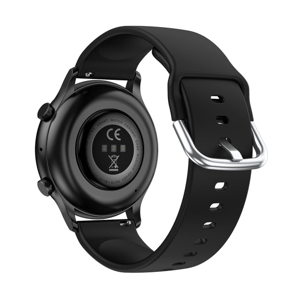 CY19 1.32 inch AMOLED Screen Silicone Strap Smart Watch, Blood Oxygen/Blood Pressure/Heart Rate(Black)