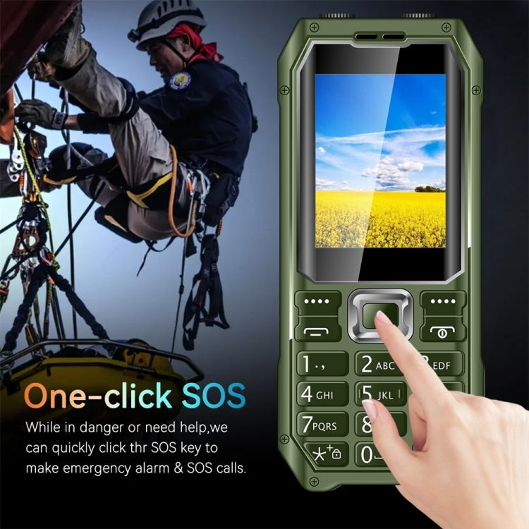 Q6000 Elder Keypad Phone, 2.4 inch, 6800mAh, Dual Flashlights, 21 Keys, SOS, FM, Dual SIM, GSM, Plug:EU Plug(Green)