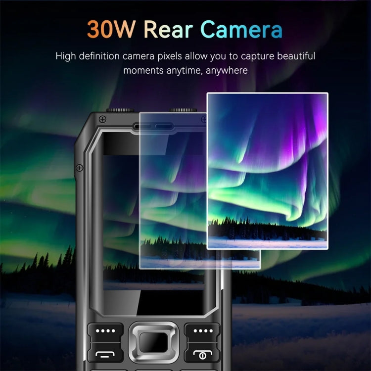 Q6000 Elder Keypad Phone, 2.4 inch, 6800mAh, Dual Flashlights, 21 Keys, SOS, FM, Dual SIM, GSM, Plug:US Plug(Black)