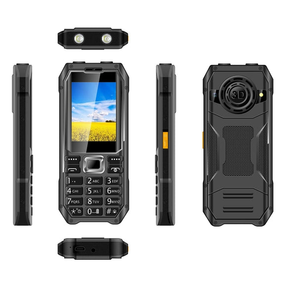 Q6000 Elder Keypad Phone, 2.4 inch, 6800mAh, Dual Flashlights, 21 Keys, SOS, FM, Dual SIM, GSM, Plug:US Plug(Black)