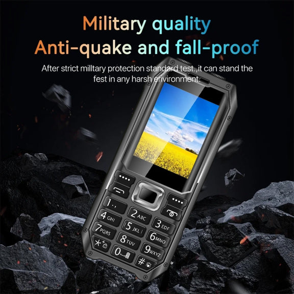 Q6000 Elder Keypad Phone, 2.4 inch, 6800mAh, Dual Flashlights, 21 Keys, SOS, FM, Dual SIM, GSM, Plug:US Plug(Black)