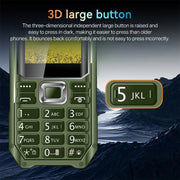 Q6000 Elder Keypad Phone, 2.4 inch, 6800mAh, Dual Flashlights, 21 Keys, SOS, FM, Dual SIM, GSM, Plug:US Plug(Green)