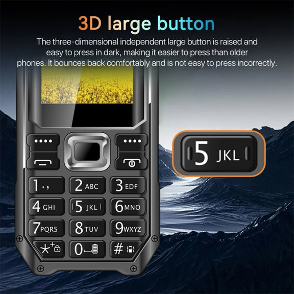 Q6000 Elder Keypad Phone, 2.4 inch, 6800mAh, Dual Flashlights, 21 Keys, SOS, FM, Dual SIM, GSM, Plug:UK Plug(Black)