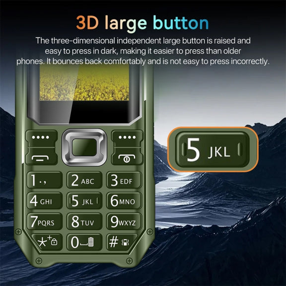 Q6000 Elder Keypad Phone, 2.4 inch, 6800mAh, Dual Flashlights, 21 Keys, SOS, FM, Dual SIM, GSM, Plug:UK Plug(Green)
