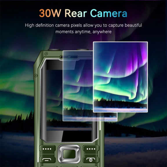 Q6000 Elder Keypad Phone, 2.4 inch, 6800mAh, Dual Flashlights, 21 Keys, SOS, FM, Dual SIM, GSM, Plug:UK Plug(Green)