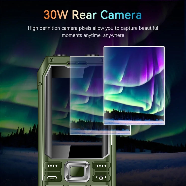 Q6000 Elder Keypad Phone, 2.4 inch, 6800mAh, Dual Flashlights, 21 Keys, SOS, FM, Dual SIM, GSM, Plug:UK Plug(Green)