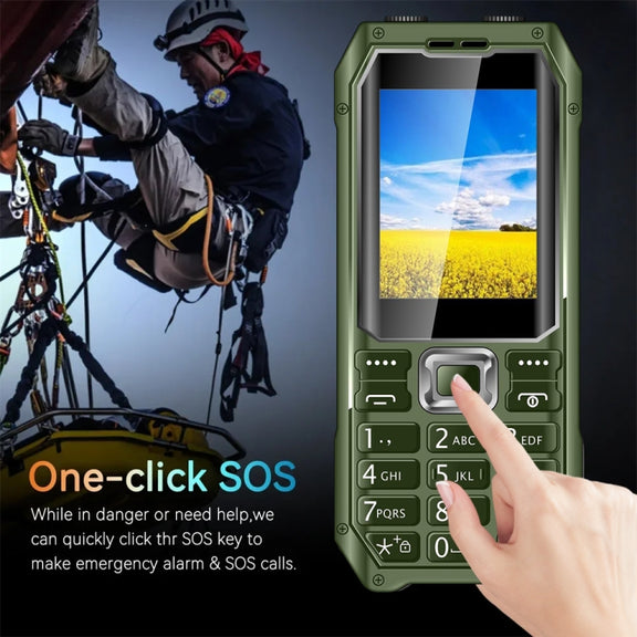 Q6000 Elder Keypad Phone, 2.4 inch, 6800mAh, Dual Flashlights, 21 Keys, SOS, FM, Dual SIM, GSM, Plug:UK Plug(Green)