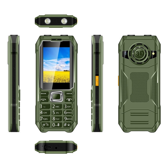 Q6000 Elder Keypad Phone, 2.4 inch, 6800mAh, Dual Flashlights, 21 Keys, SOS, FM, Dual SIM, GSM, Plug:UK Plug(Green)