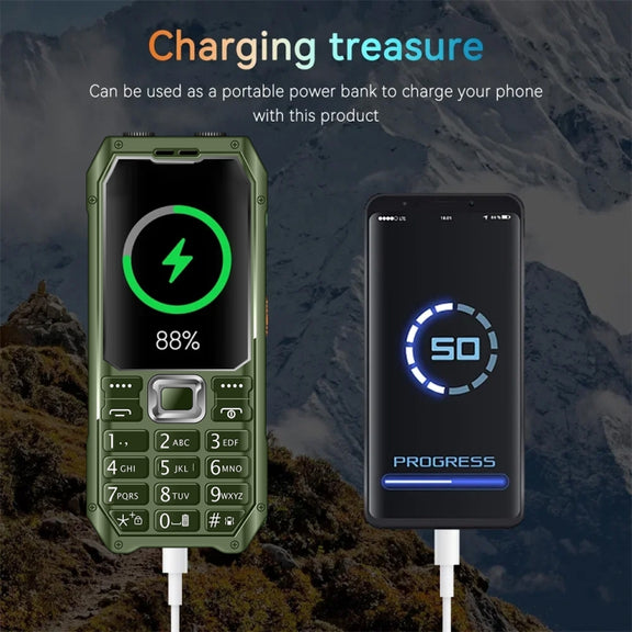 Q6000 Elder Keypad Phone, 2.4 inch, 6800mAh, Dual Flashlights, 21 Keys, SOS, FM, Dual SIM, GSM, Plug:UK Plug(Green)
