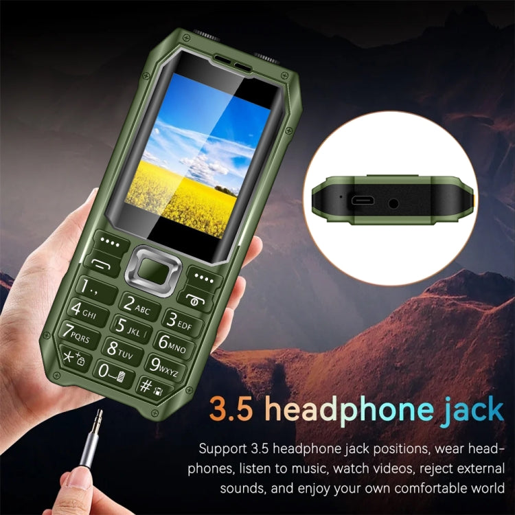Q6000 Elder Keypad Phone, 2.4 inch, 6800mAh, Dual Flashlights, 21 Keys, SOS, FM, Dual SIM, GSM, Plug:UK Plug(Green)