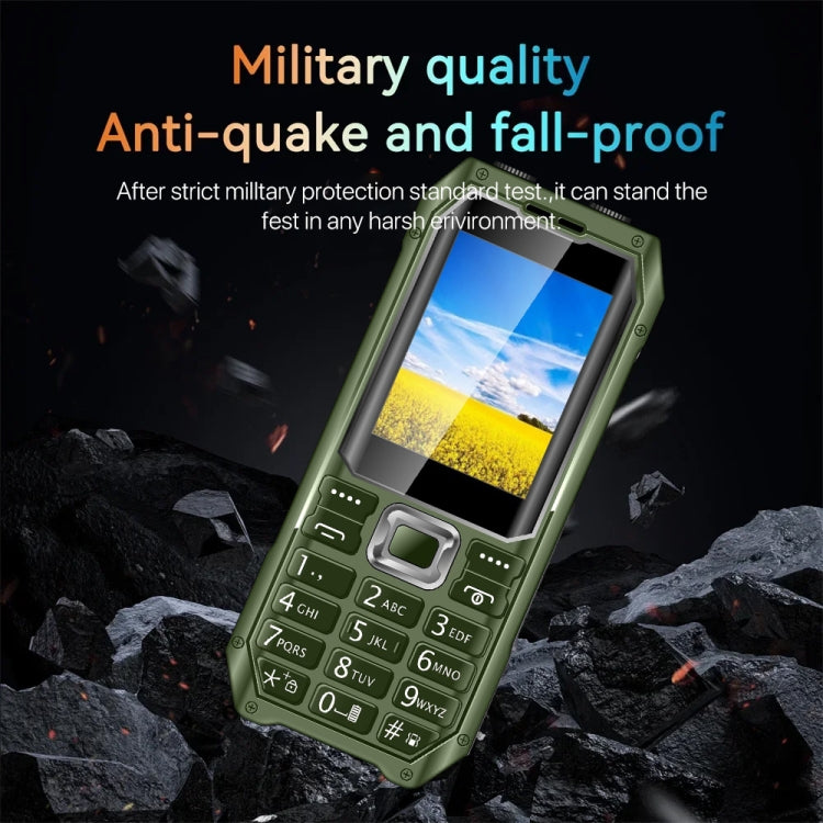 Q6000 Elder Keypad Phone, 2.4 inch, 6800mAh, Dual Flashlights, 21 Keys, SOS, FM, Dual SIM, GSM, Plug:UK Plug(Green)